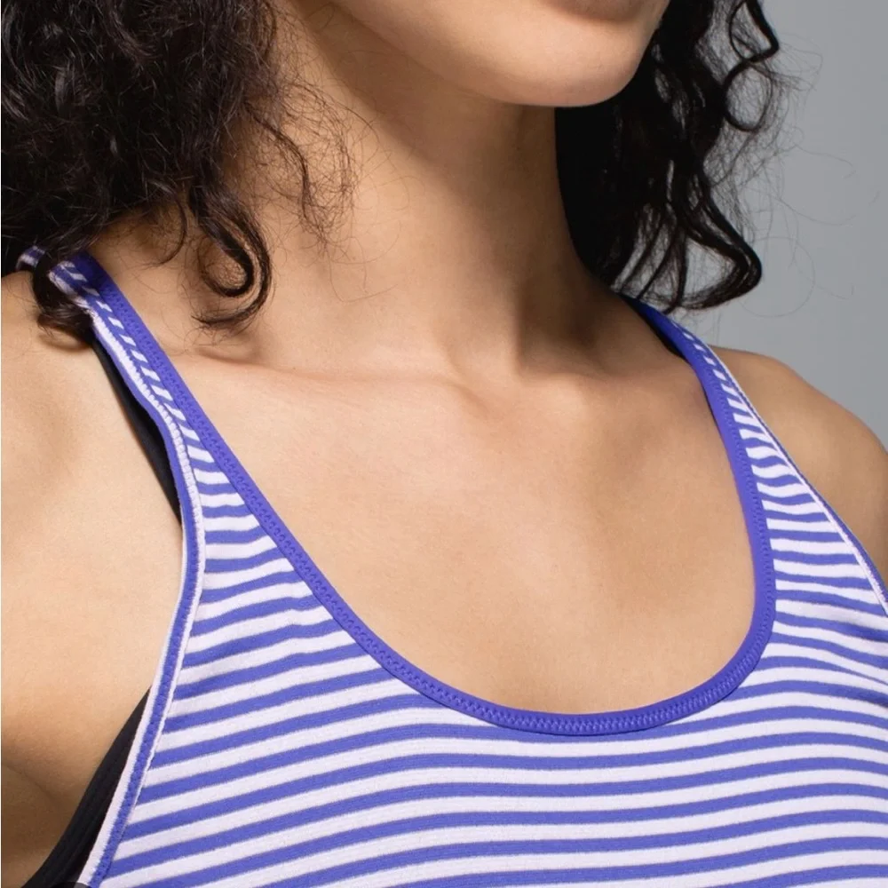 Lululemon What The Sport Singlet Tank Purple Stripe Athletic Activewear
